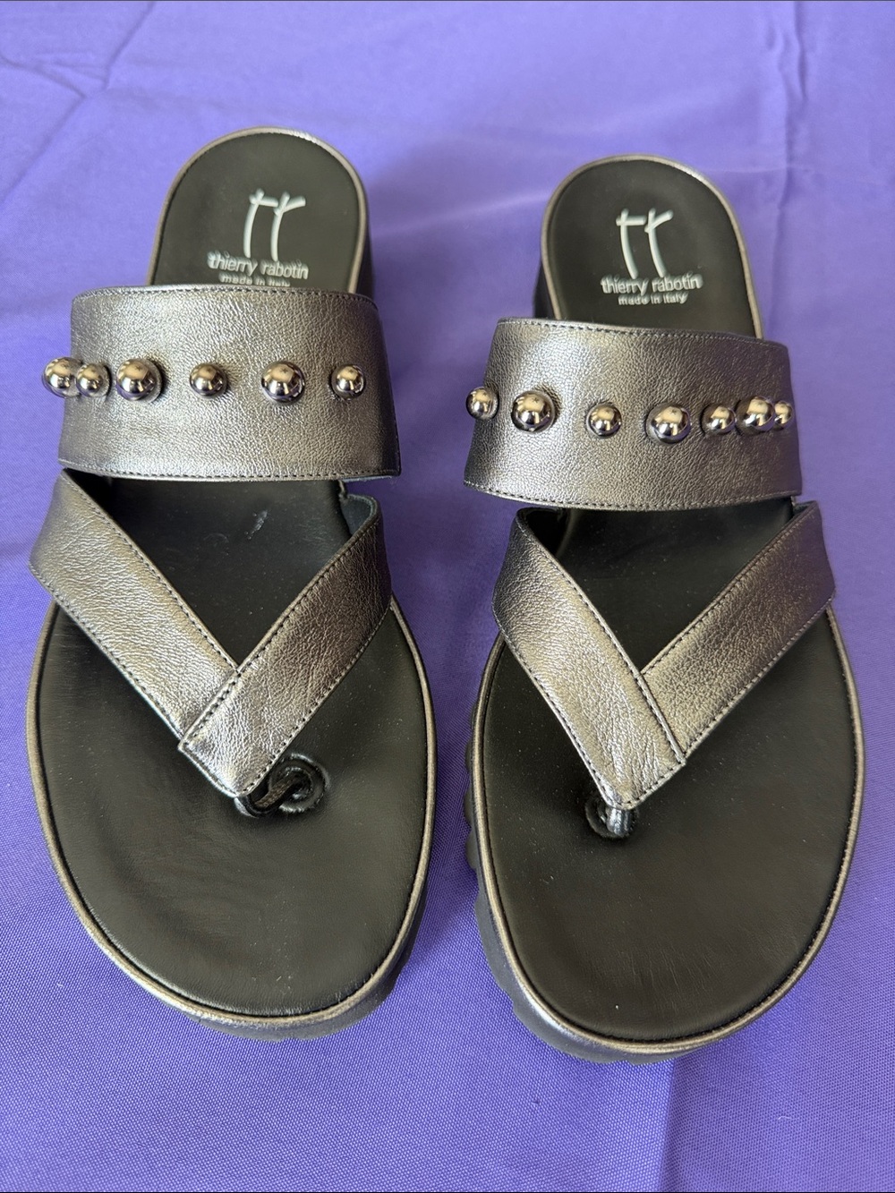 Thierry Rabotin Milano Metallic Studded Sandals EU 41 US 10